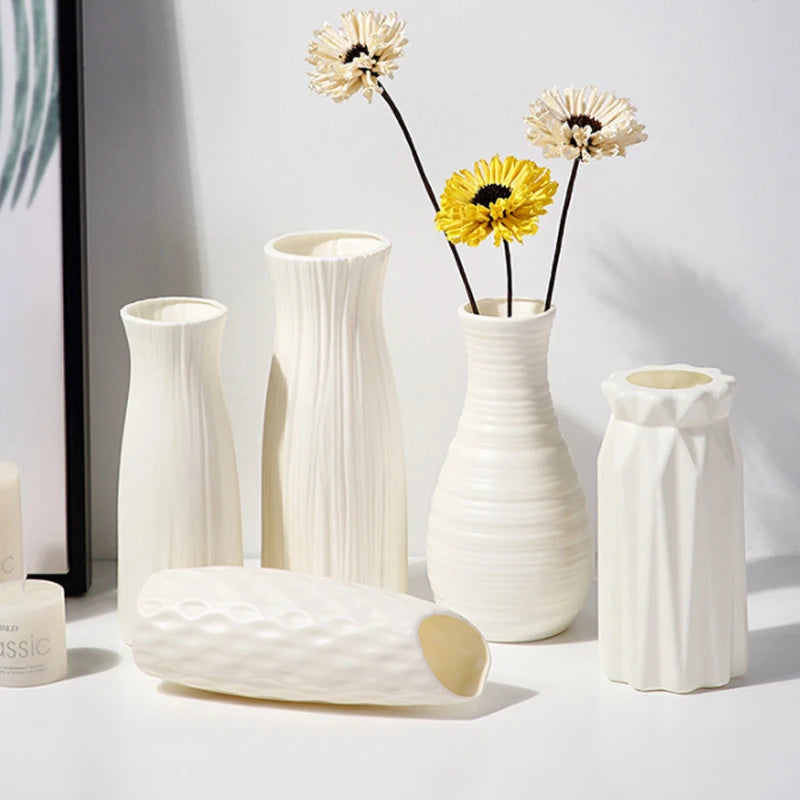 Nordic Plastic Flower Vase – Minimalist Home Decor
