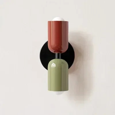 Black Green Red Lampshade Color Modern Macaron Wall Lamp for Bedroom and Hallway