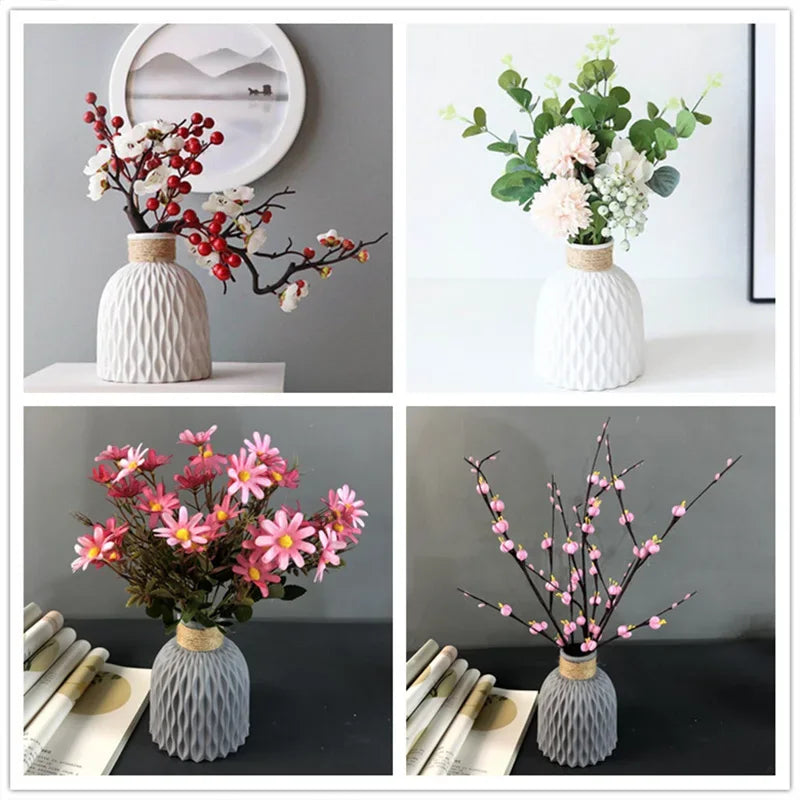 Water Ripple Plastic Vase – Twine Detail Flower Container