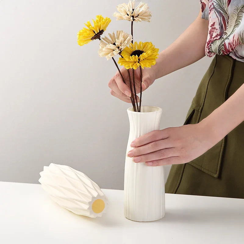 Nordic Plastic Flower Vase – Minimalist Home Decor